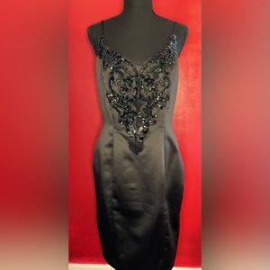 Vintage Silk Beaded Sparkly Black Dress